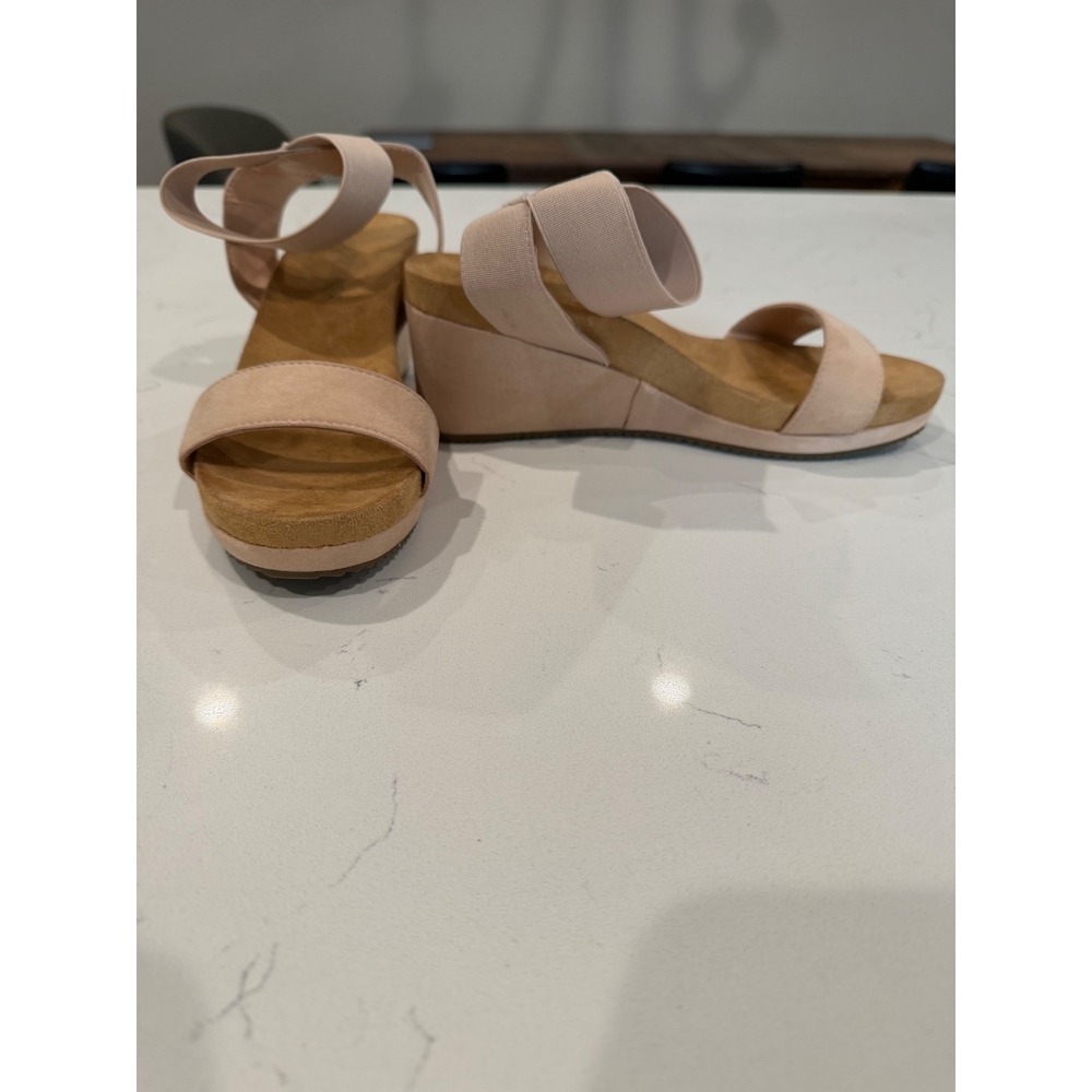 Dream Pairs Womens Blush Pink Elastic Ankle Strap Wedge Sandals Size 8